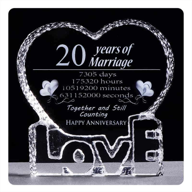 20th Anniversary Crystal Sculpture Keepsake for Couples