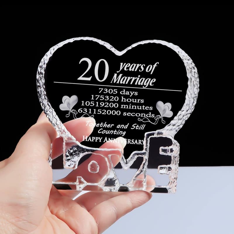 20th Anniversary Crystal Sculpture Keepsake for Couples