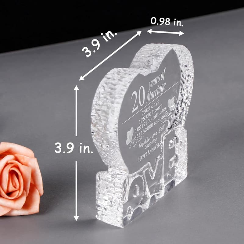 20th Anniversary Crystal Sculpture Keepsake for Couples