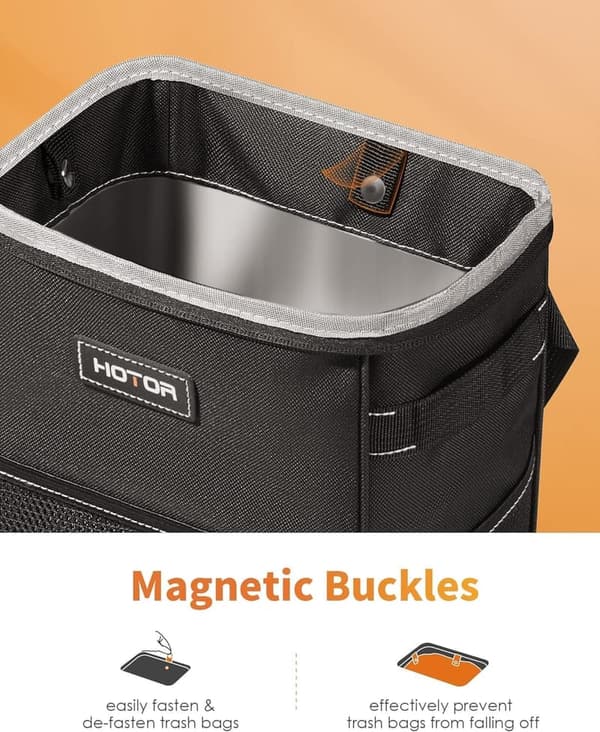 Car Trash Can with Lid - 2 Gallon Leak-Proof Organizer, Black