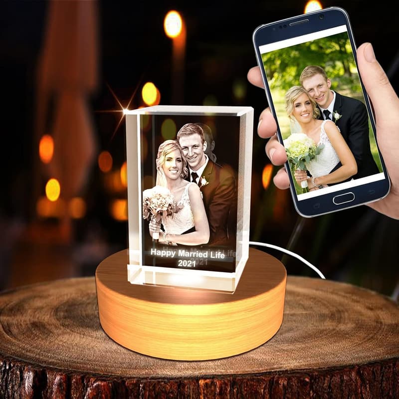 3rd Anniversary 3D Engraved Crystal Photo Gift