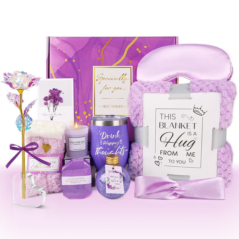 Get Well Soon Spa Gift Basket with Luxury Flannel Blanket