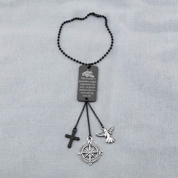 Trucker's Prayer Guardian Angel Car Charm Ornament
