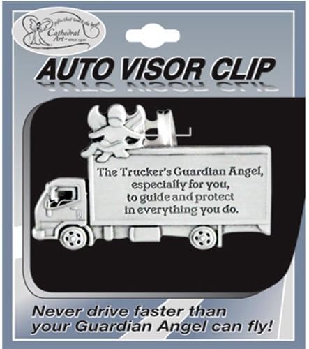 Guardian Angel Pewter Visor Clip for Truck Drivers