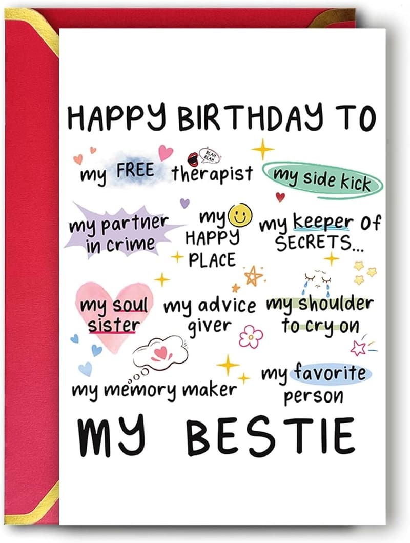 Sister & Bestie Birthday Card - Funny Happy Bday Wishes