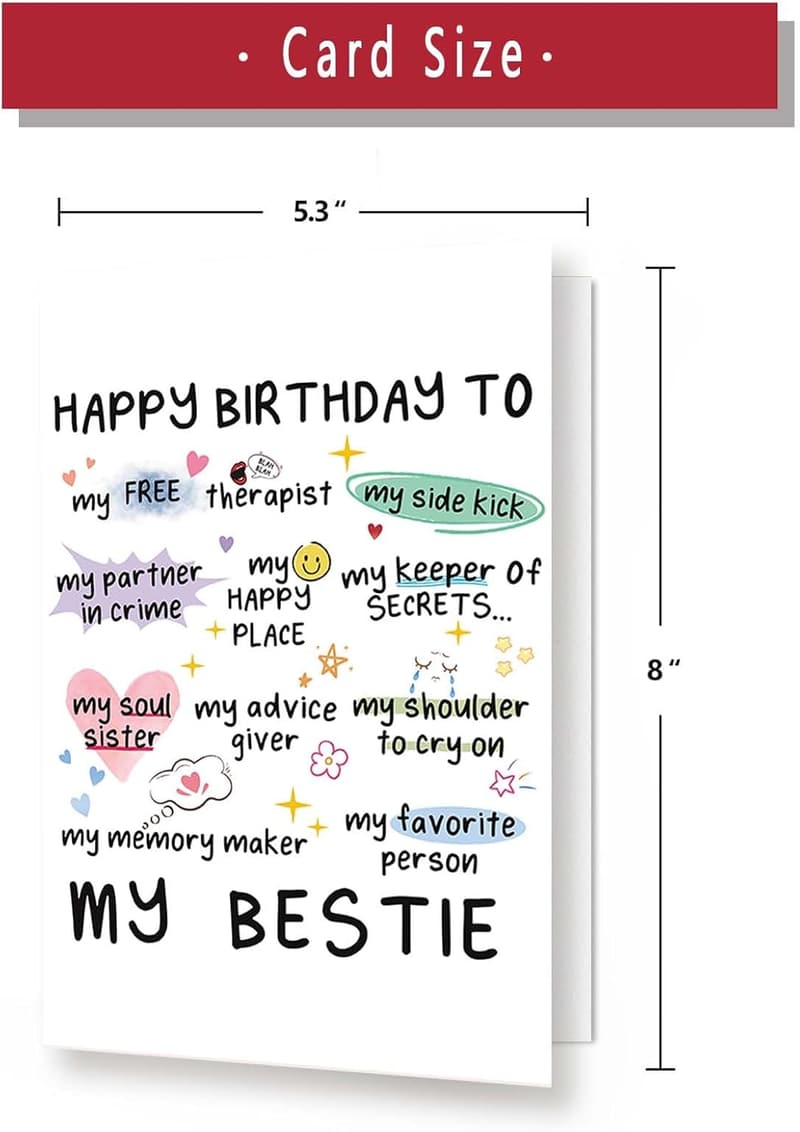 Sister & Bestie Birthday Card - Funny Happy Bday Wishes