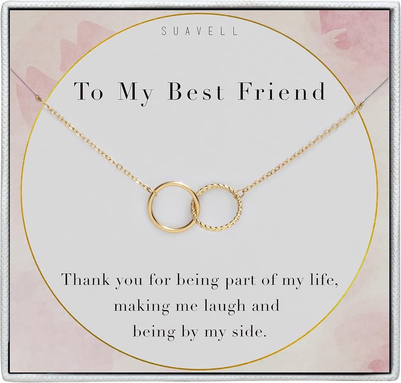 Friendship Birthday Gift: Interlocking Circle Sterling Silver Necklaces