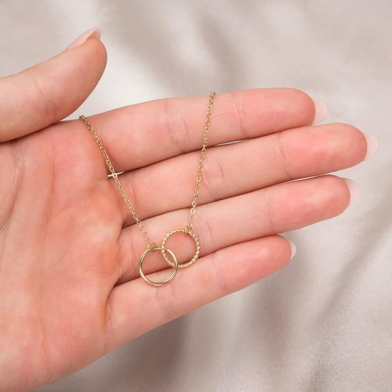 Friendship Birthday Gift: Interlocking Circle Sterling Silver Necklaces
