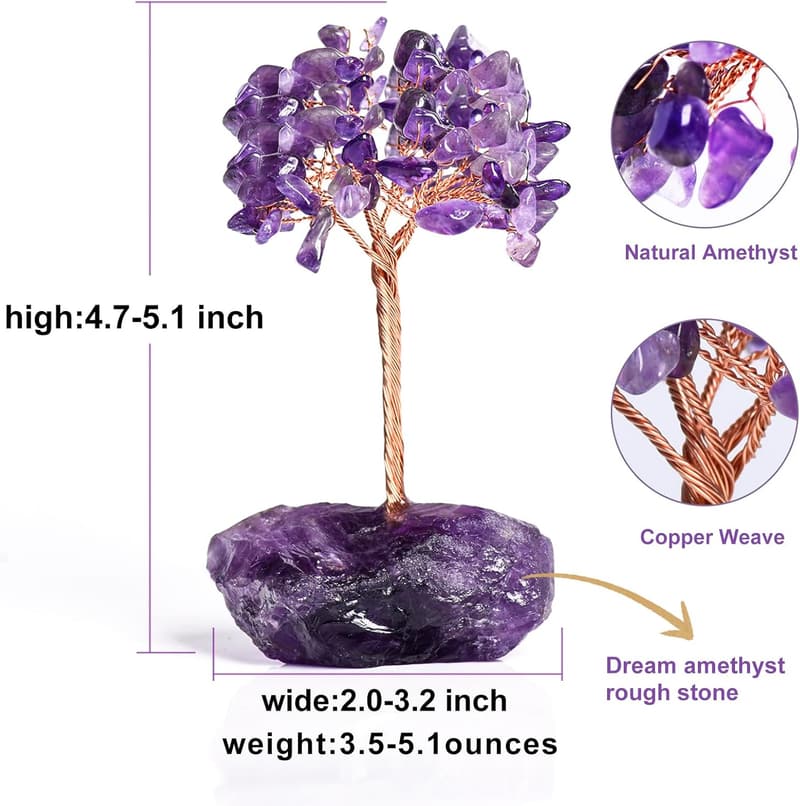 Amethyst Crystal Tree of Life - Healing Gemstone Decor for Women