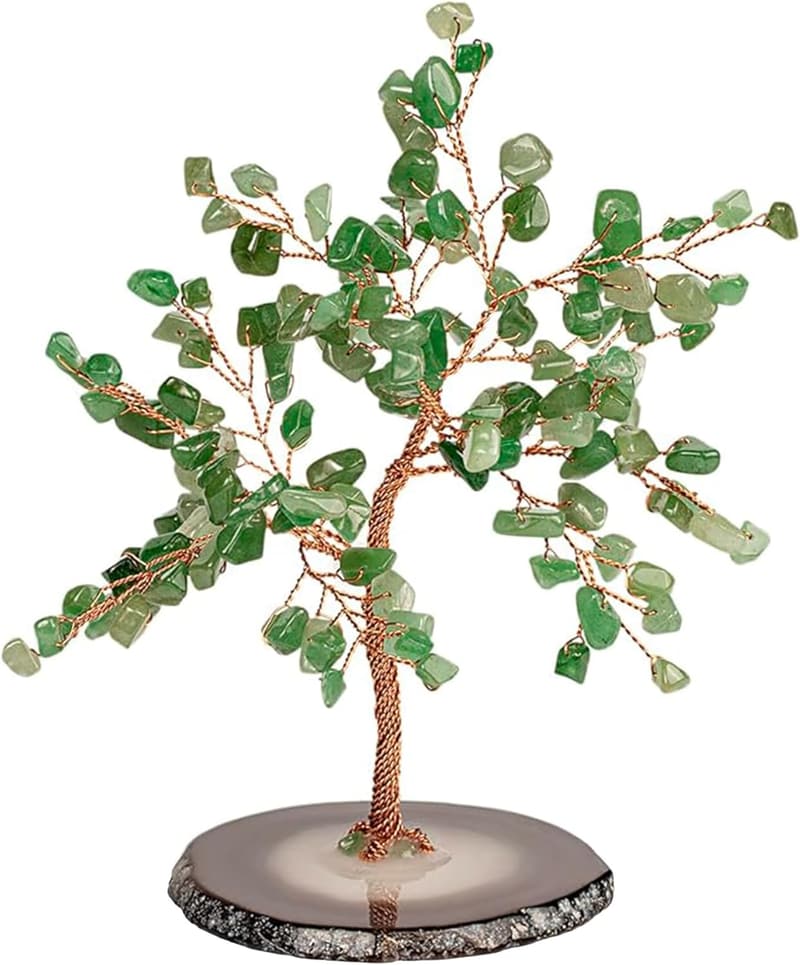 Feng Shui Jade Tree of Life Home Decor with Agate Base, 6