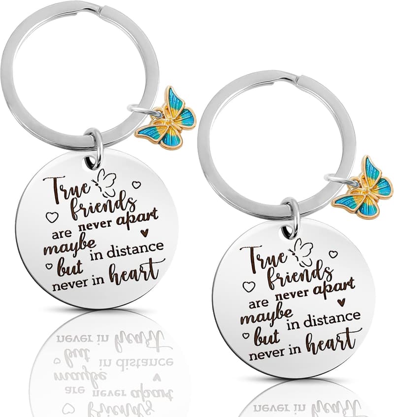 Best Friend Birthday Keychain Set - Long Distance Gift for Women
