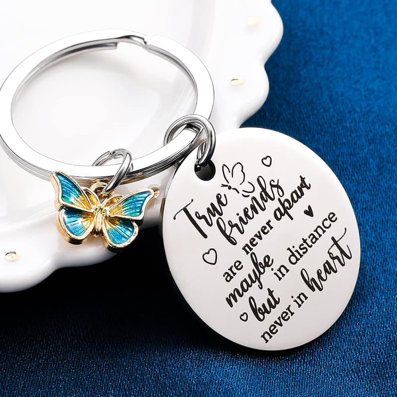 Best Friend Birthday Keychain Set - Long Distance Gift for Women