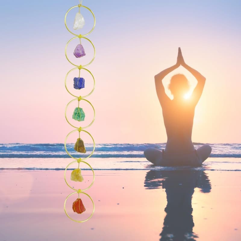 7 Chakra Round Healing Gemstone Window Hanging Ornament