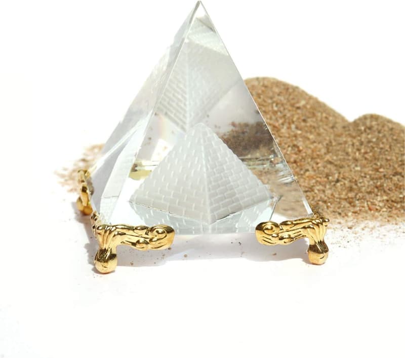 Feng Shui Crystal Pyramid with Gold Stand - Home & Office Decor