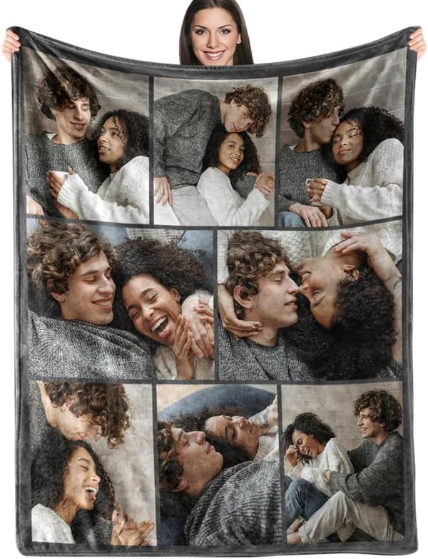 Personalized Fleece Photo Blanket for Couples' Gifts