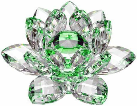 Green Crystal Lotus Flower – Feng Shui Glass Decor with Gift Box