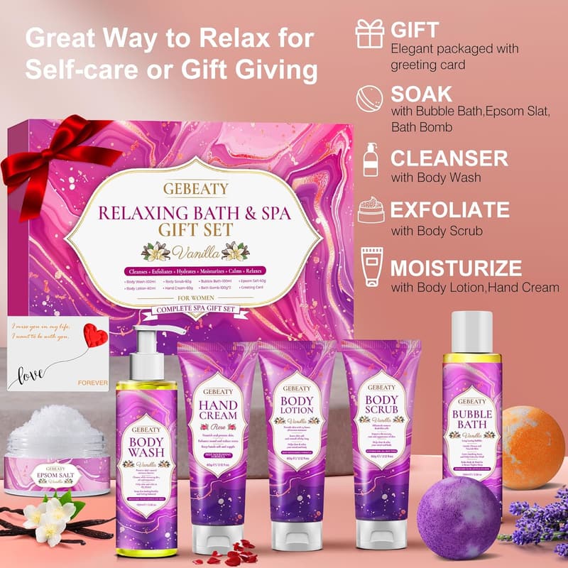Relaxation Spa Gift Set for Women - Vanilla Bath Care Package