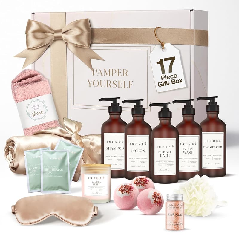 Luxury 17-Piece White Tea & Coconut Bath Set for Self-Care