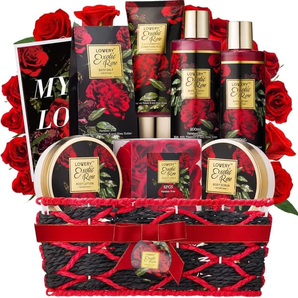 Valentine's Day Gift Basket - Exotic Rose Spa Set for Women