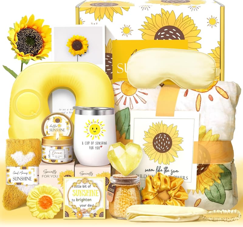 Get Well Gift Set for Women – Sunflower Tumbler, Blanket & More