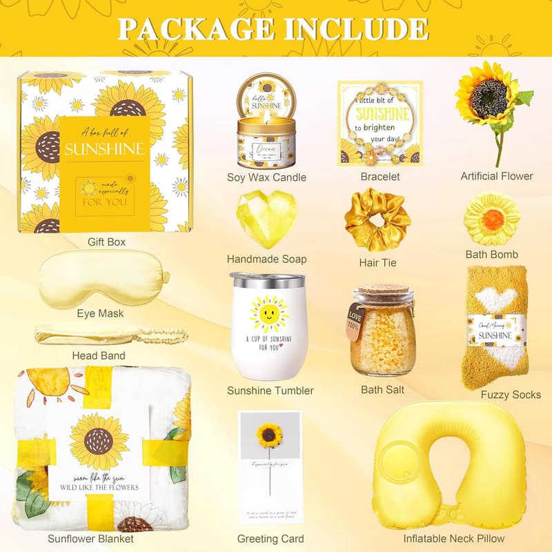 Get Well Gift Set for Women – Sunflower Tumbler, Blanket & More