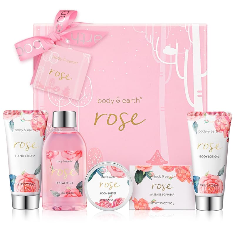 Mother's Day Rose Spa Gift Set for Women - 5-Piece Self-Care Kit