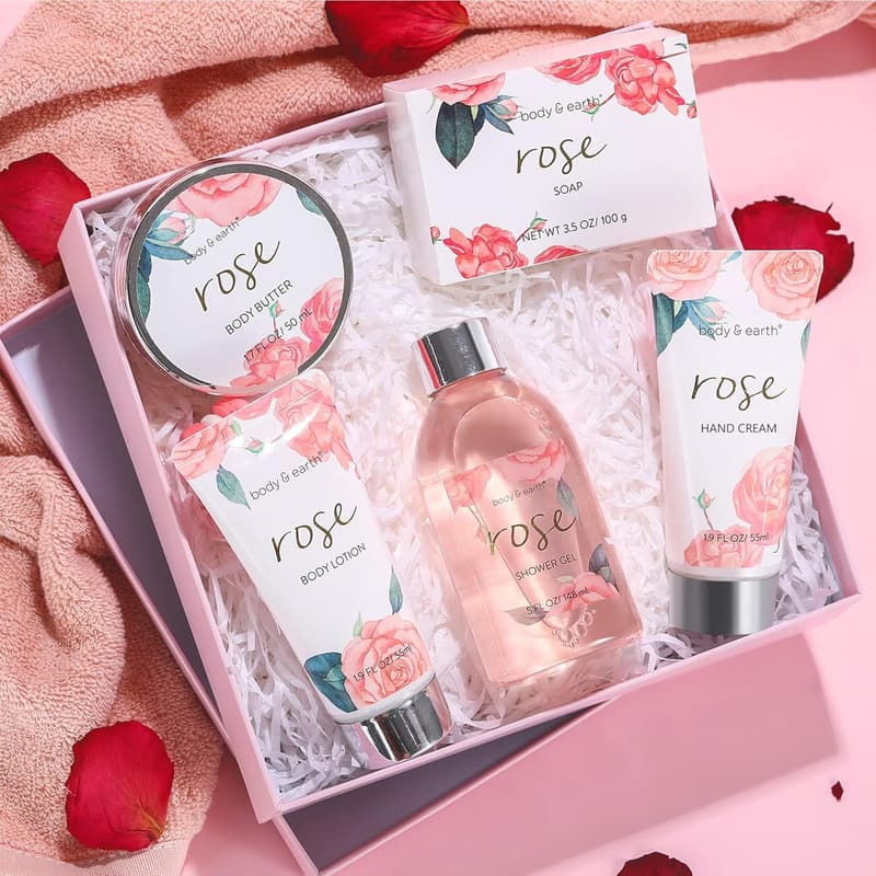 Mother's Day Rose Spa Gift Set for Women - 5-Piece Self-Care Kit