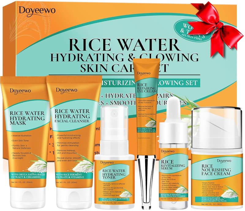 Milk Rice Water Skincare Set for Women & Teens - Anti-Aging Gift