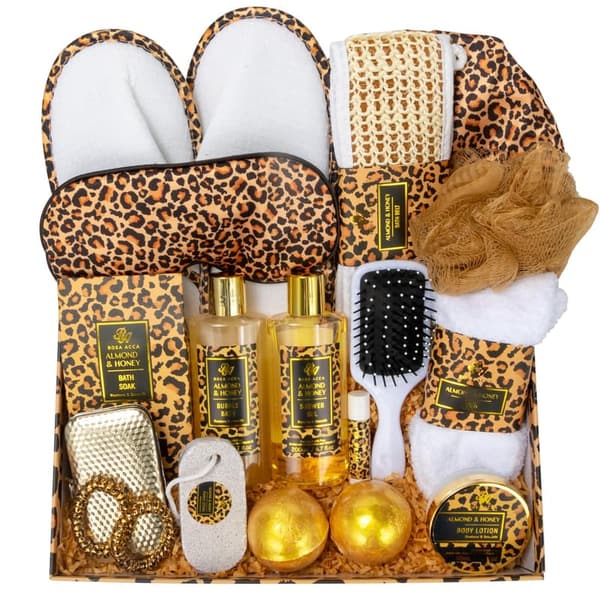 XXL 20-Piece Leopard Print Bath Gift Set for Women