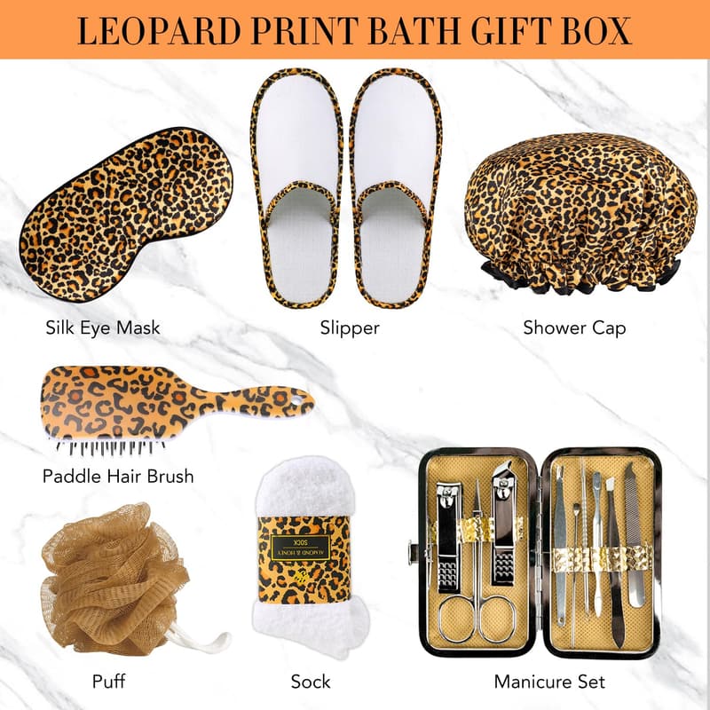 XXL 20-Piece Leopard Print Bath Gift Set for Women