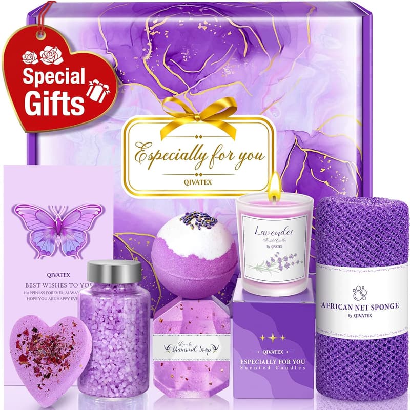 Lavender Bath Bomb Gift Set for Women - Relaxing Spa Essentials