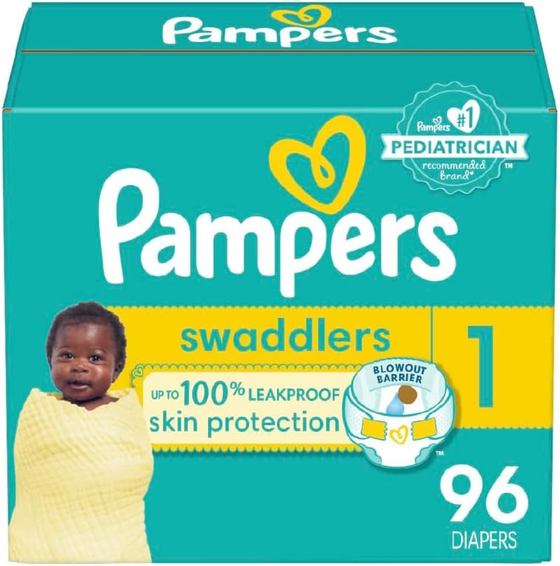 Ultra Absorbent Pampers Swaddlers Diapers, Size 1, 96 Count