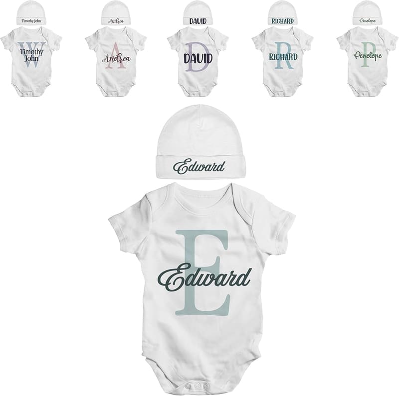 Customized Newborn Bodysuit Set with Beanie
