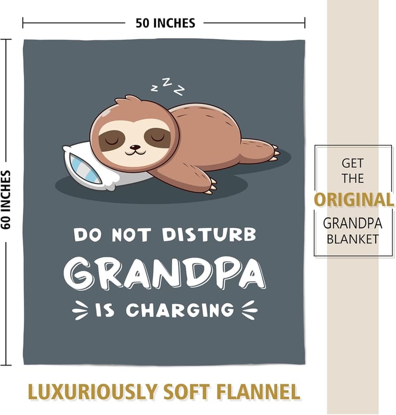 Funny Father's Day Gift: Charging Sloth Blanket for Grandpa