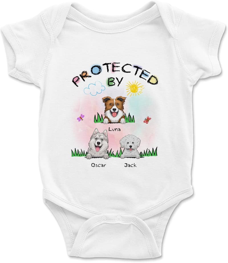 Personalized Dog Design Baby Bodysuit for 0-24 Months