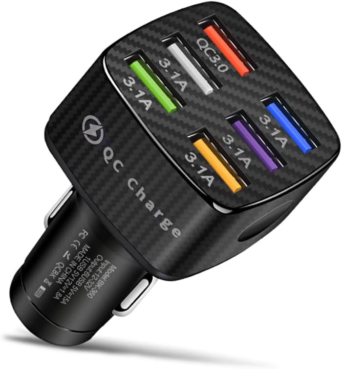 Fast Charging 6-Port Car USB Charger with QC3.0 for Phones