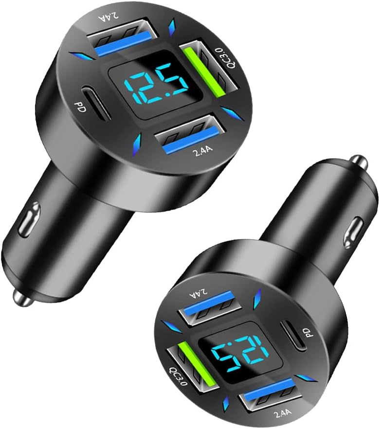 Dual USB Car Charger with Type C PD 3.1 & QC 3.0 Fast Charging