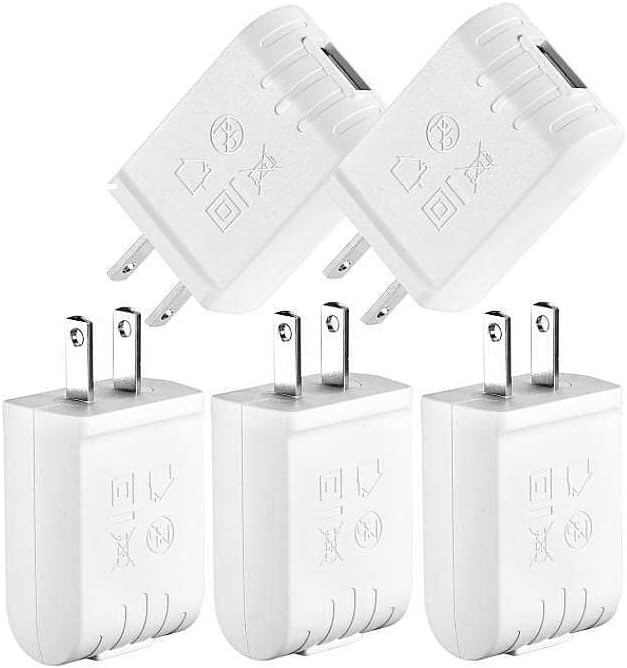 5V 1A USB Wall Charger - UL Certified, Pack of 5