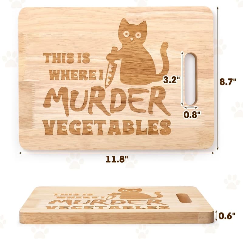 Engraved Black Cat Cutting Board for Cat Lovers' Kitchen