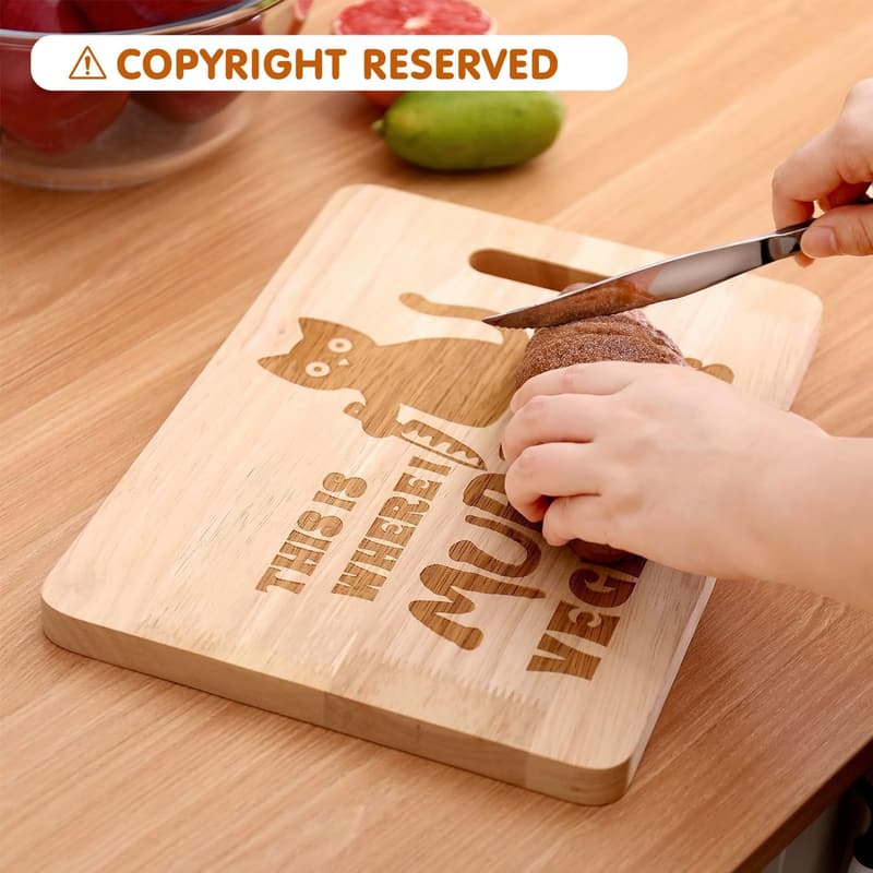 Engraved Black Cat Cutting Board for Cat Lovers' Kitchen