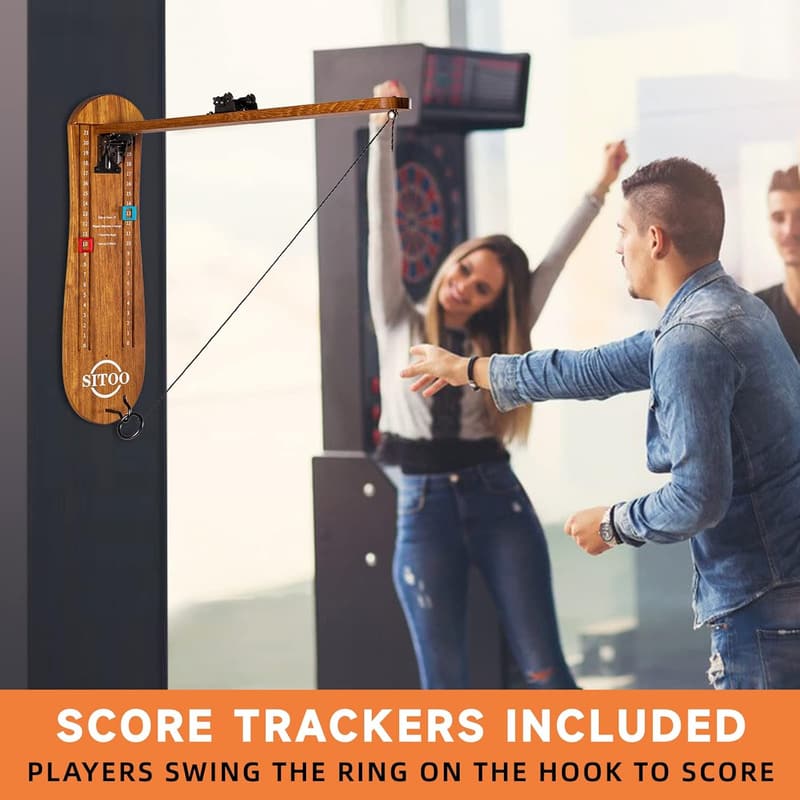 Outdoor Ring Toss Game for Adults - Foldable Hook and Arm