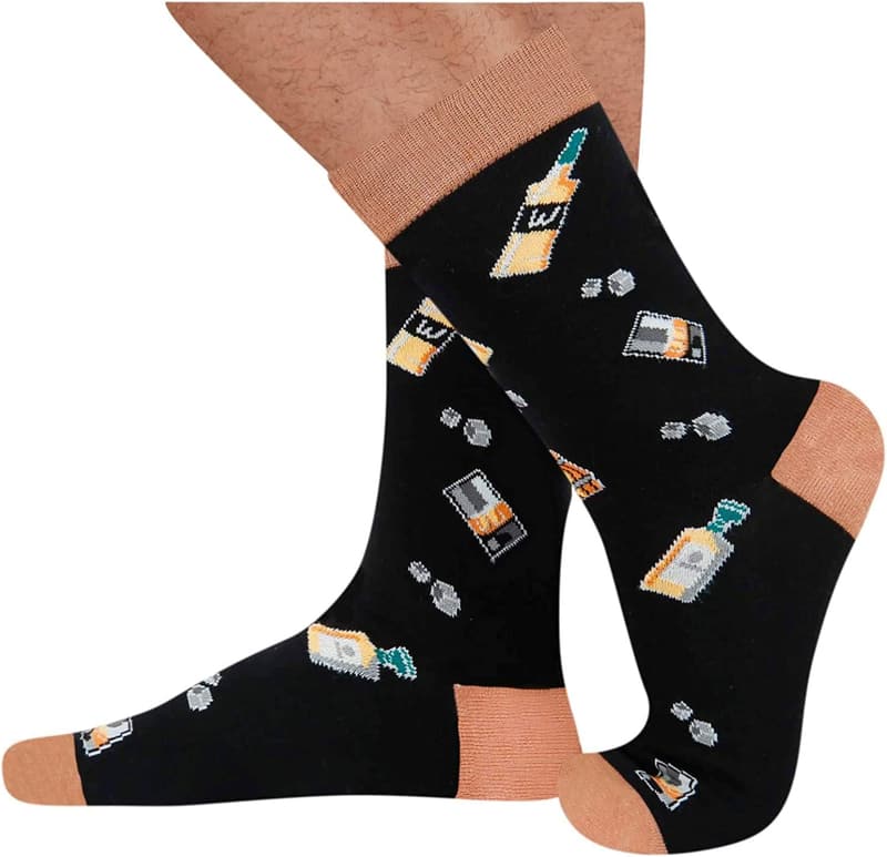 Beer and Whiskey Novelty Socks for Men - Fun Stocking Stuffers