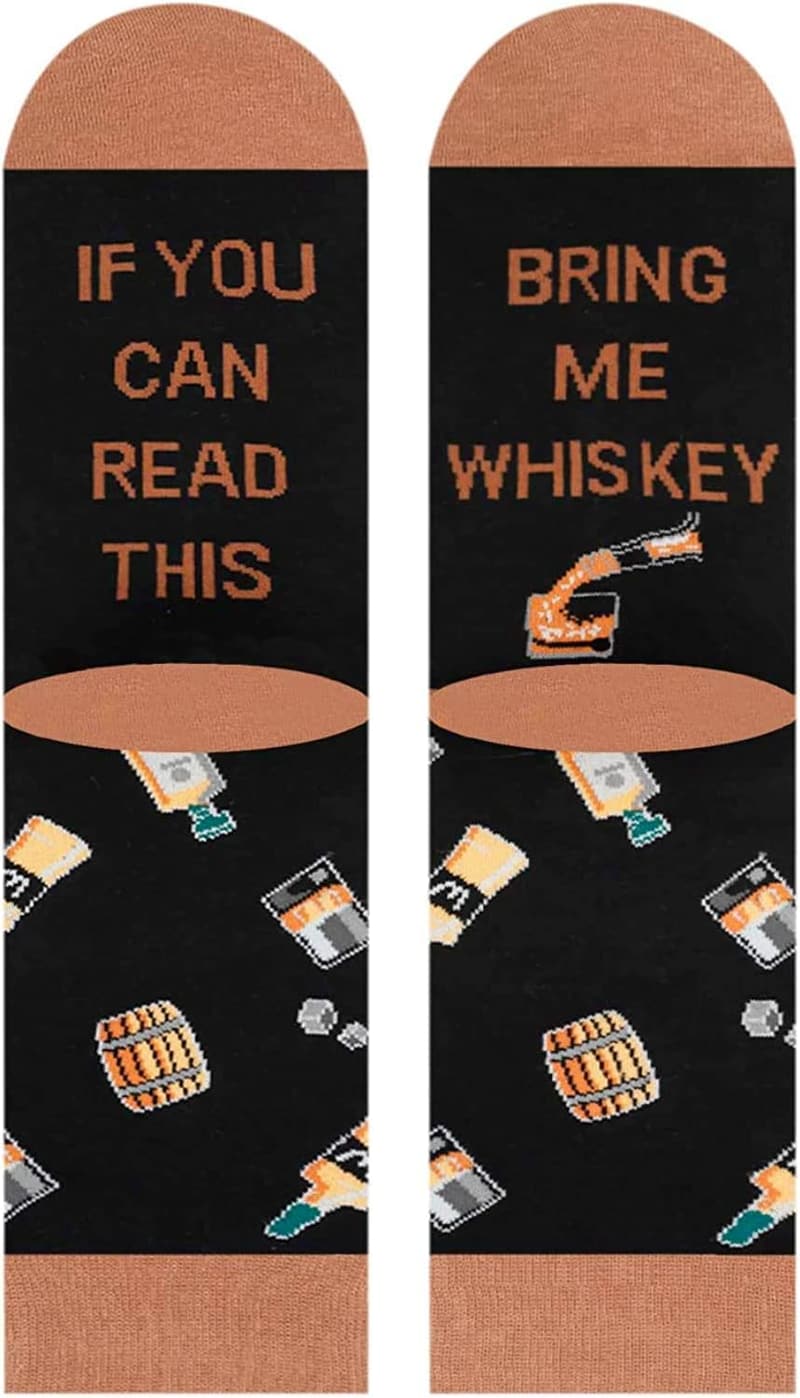 Beer and Whiskey Novelty Socks for Men - Fun Stocking Stuffers