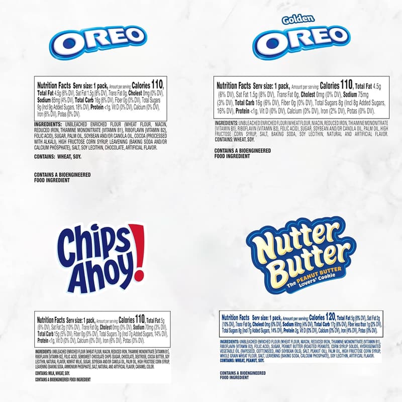 Cookie Snack Variety Pack: OREO, CHIPS AHOY! & Nutter Butter (56 Count)