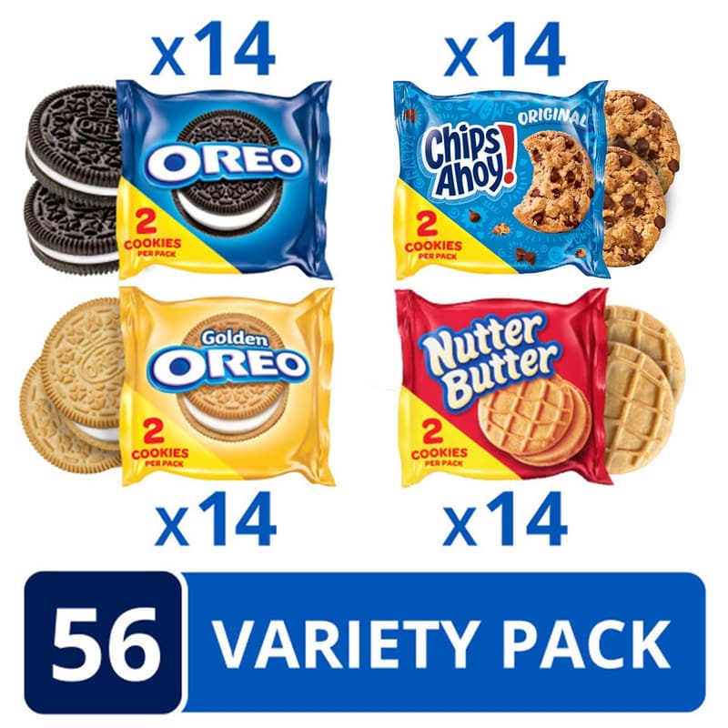 Cookie Snack Variety Pack: OREO, CHIPS AHOY! & Nutter Butter (56 Count)