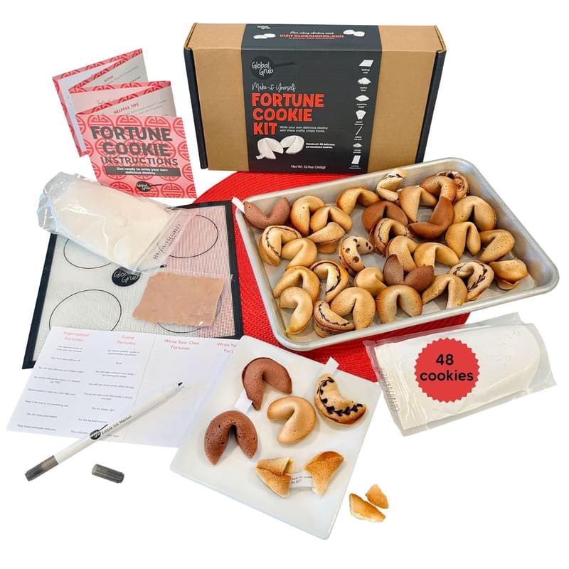 DIY Fortune Cookie Kit - Makes 48 with Baking Mat & Edible Ink Pen
