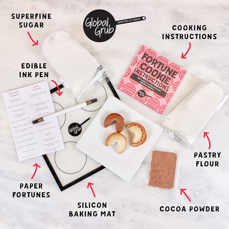 DIY Fortune Cookie Kit - Makes 48 with Baking Mat & Edible Ink Pen