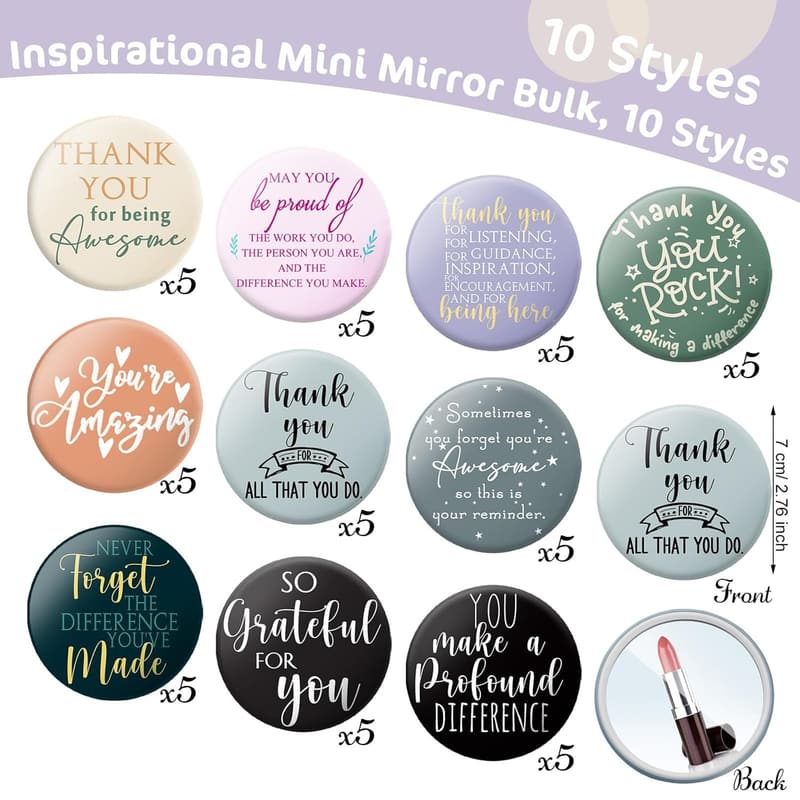 Employee Appreciation Inspirational Pocket Mirror - 50 Pcs