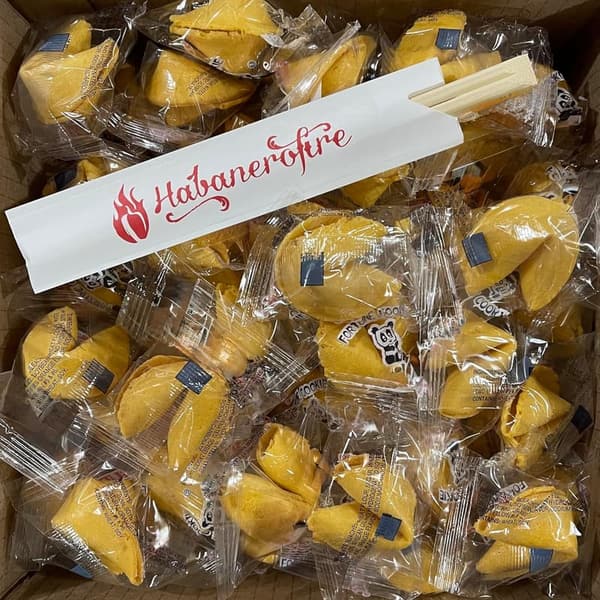 100 Wrapped Fortune Cookies with Fun Messages & Habanerofire Chopsticks