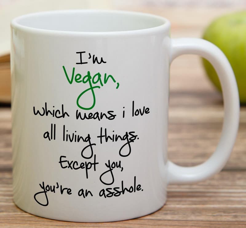 Vegan Love Mug - 11 oz Ceramic Funny Coffee Cup